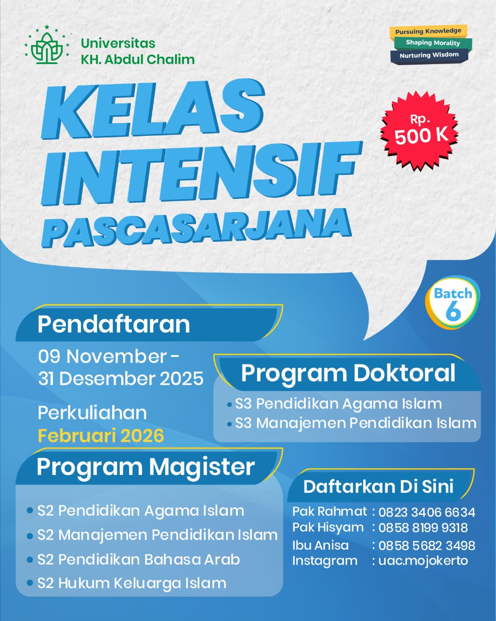 Telah Hadir Kelas Intensif Pascasarjana di Pacet Mojokerto 2025