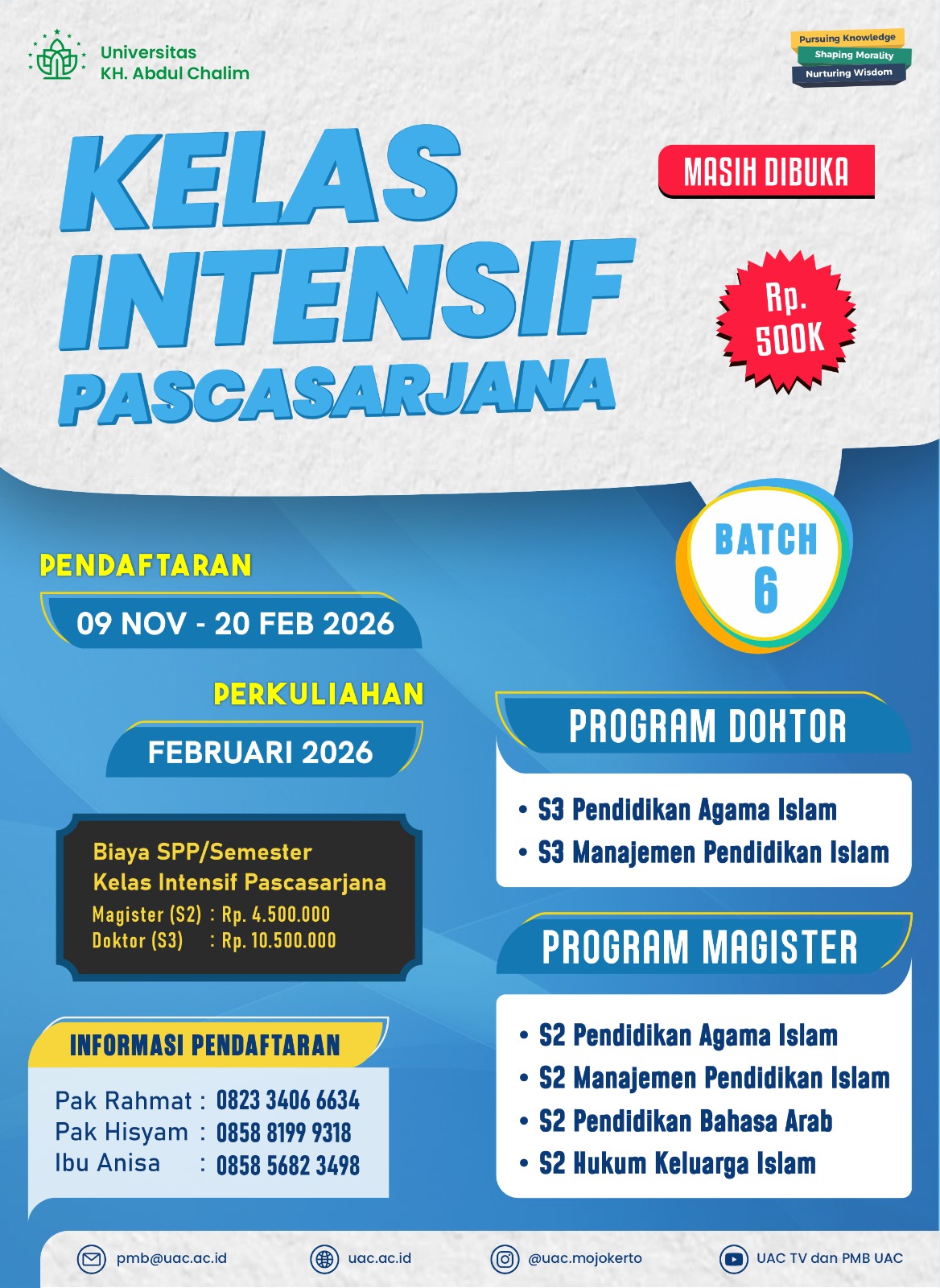 Masih dibuka! Kelas Intensif Pascasarjana Universitas KH Abdul Chalim Mojokerto