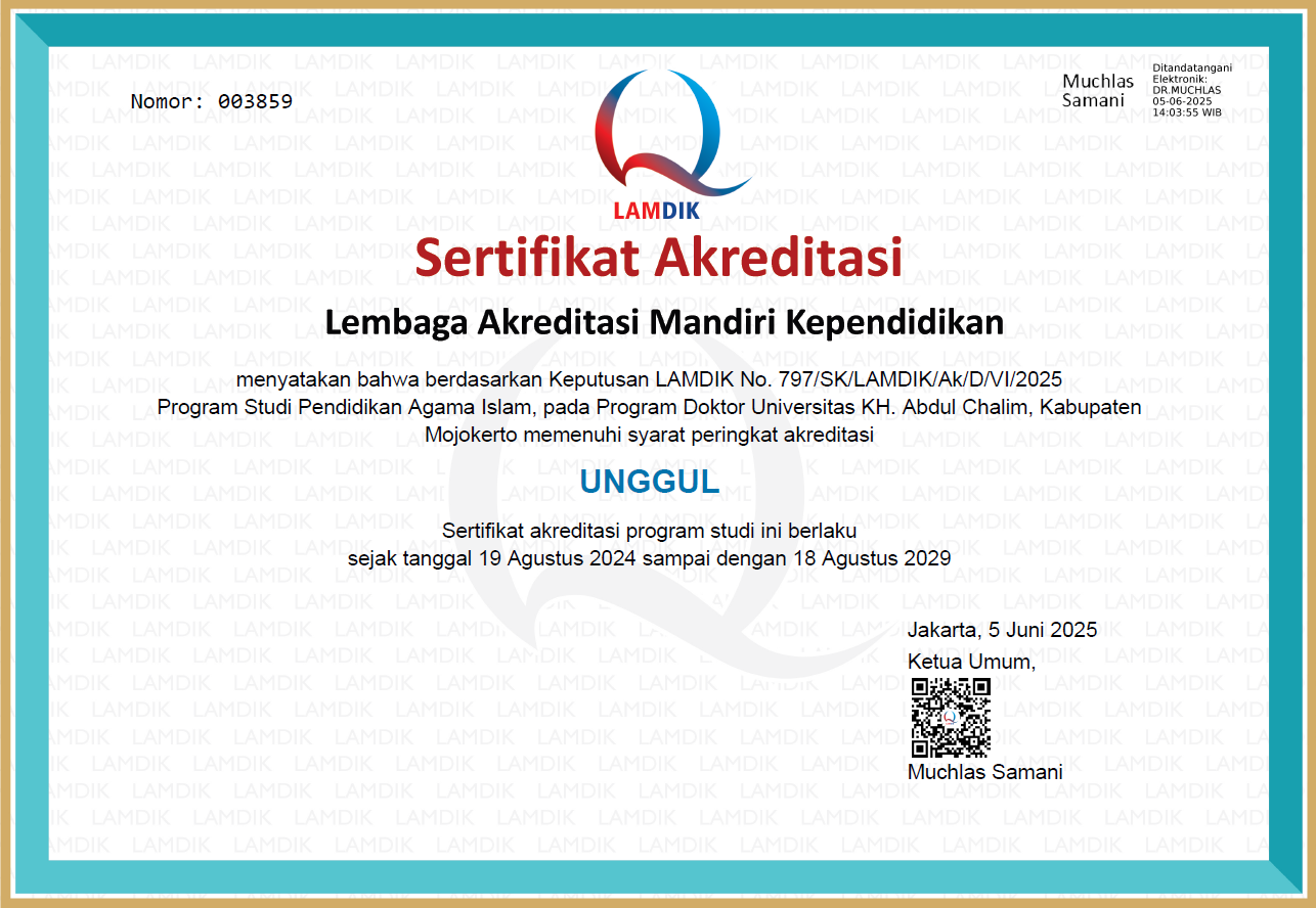 Unggul; Sertifikat Akreditasi S3 PAI UAC